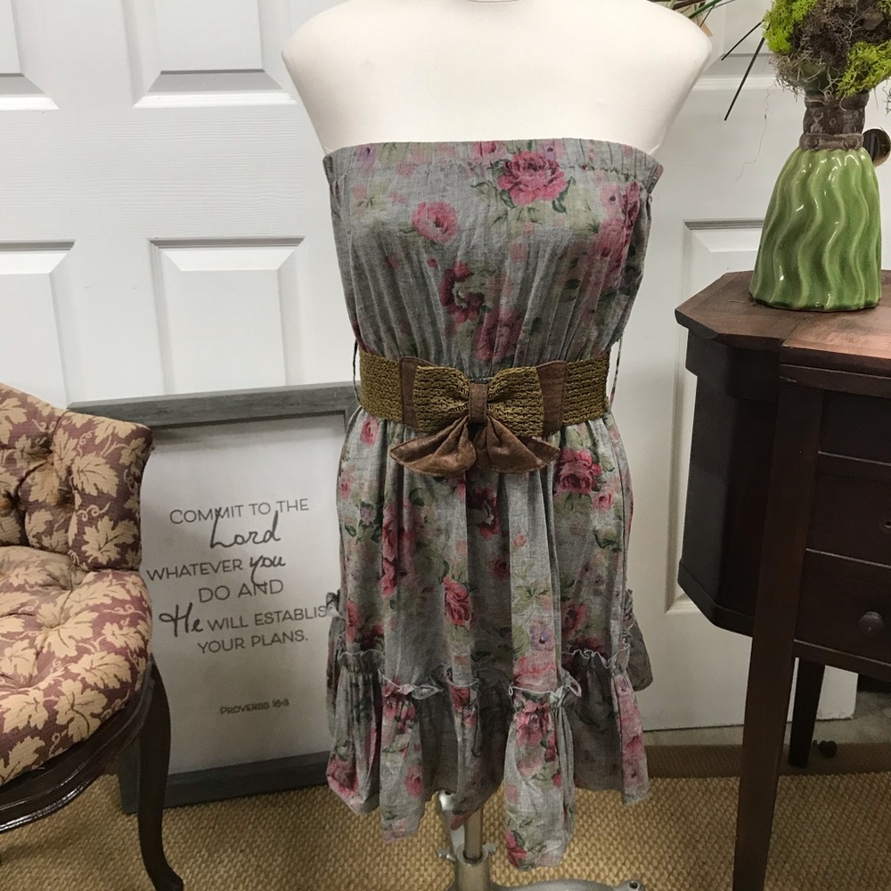 Blue Bird Boutique Floral Strapless Dress S